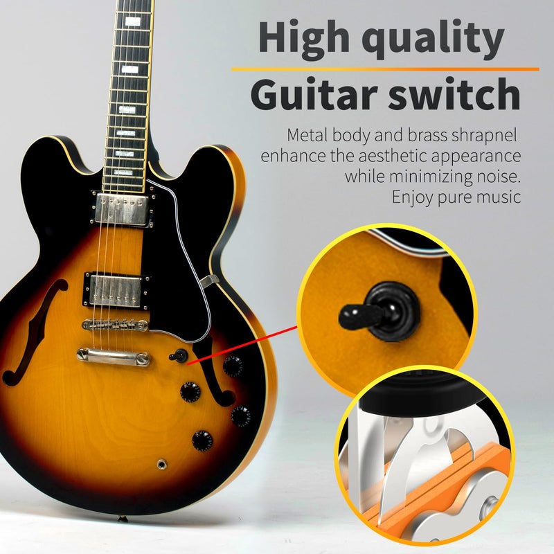 SAPHUE Guitar 3 Way Toggle Switch Position Short Straight Black Top Black Knobs for Gibon Epiphone Les Paul Electric Guitar Parts Pickup Selector kit with Plate Rhythm Treble Washer Ring - Image 4